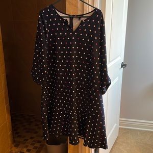 Lane Bryant polka dot tabbed sleeve ruffle bottom dress size 14